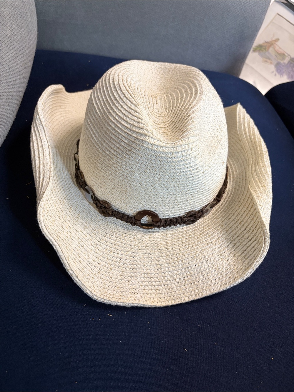 Women’s Cream Straw Western Hat with Brown Braided Band Accent